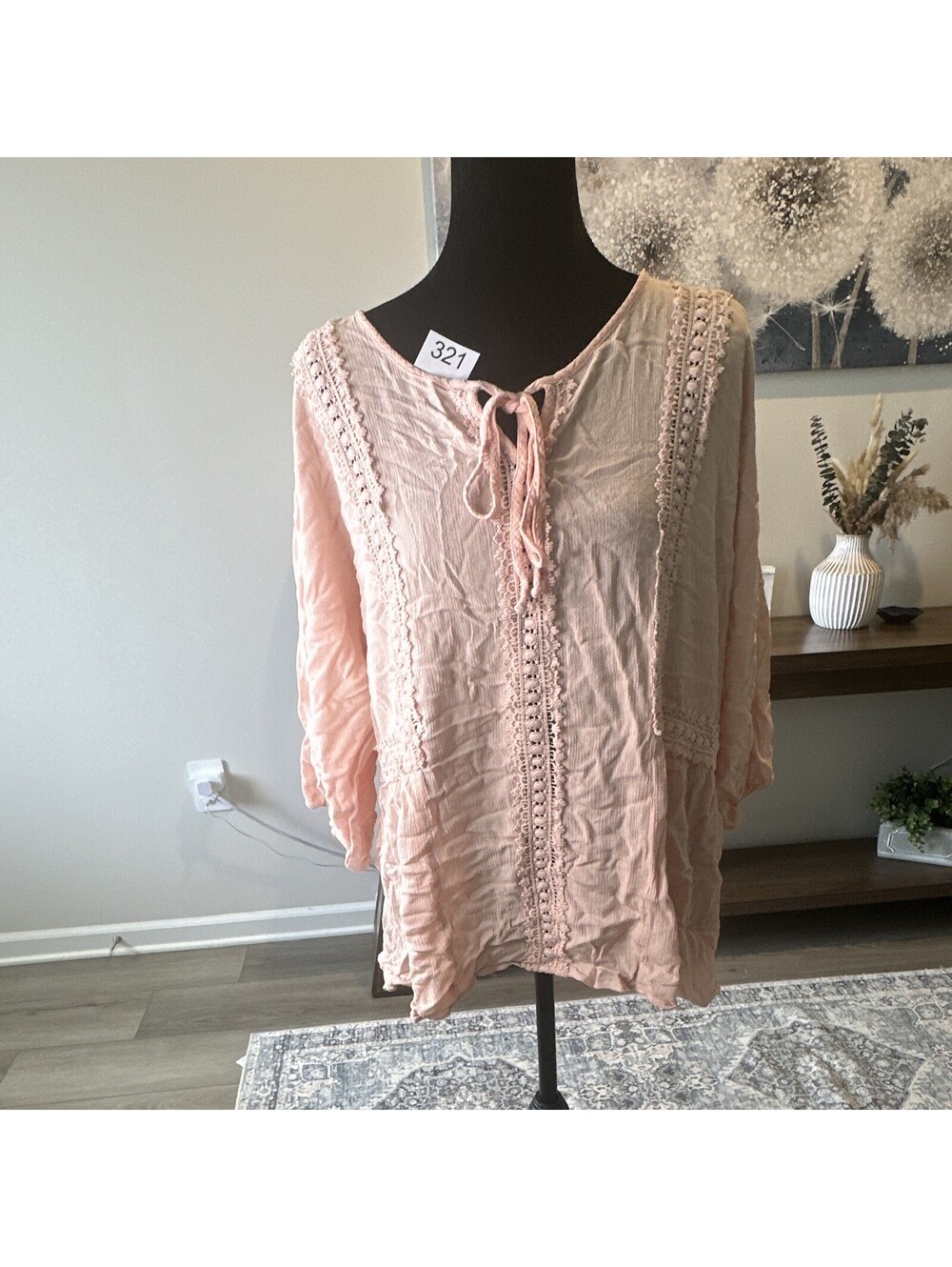 H.I.P Pink Women’s 2x 3/4 Sleeve Blouse